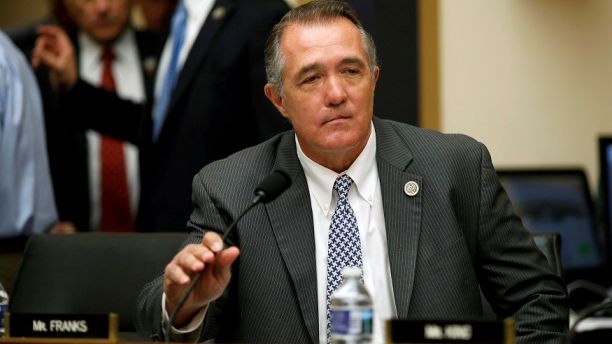 Rep. Trent Franks (R-AZ) arrives ahead of FBI Director Christopher Wray testifying before a House Judiciary Committee hearing on Capitol Hill in Washington, U.S., December 7, 2017. REUTERS/Aaron P. Bernstein - RC1EE7D72050