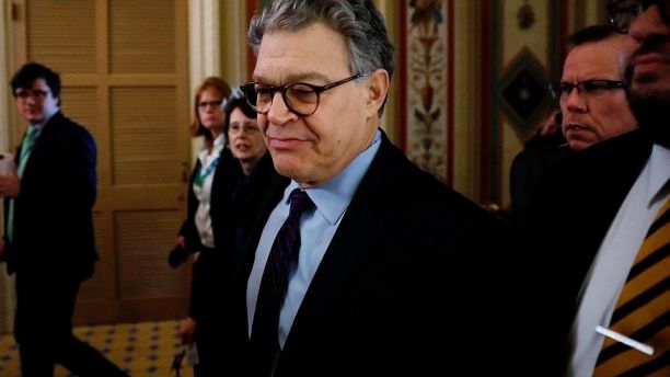 U.S. Senator Al Franken (D-MN) arrives at the U.S. Senate to announce his resignation over allegatons of sexual misconduct on Capitol Hill in Washington, U.S. December 7, 2017. REUTERS/Aaron P. Bernstein - HP1EDC71BC400