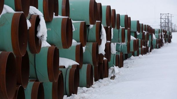 A depot used to store pipes for Transcanada Corp's planned Keystone XL oil pipeline is seen in Gascoyne, North Dakota, January 25, 2017. REUTERS/Terray Sylvester - RC199BCF1600