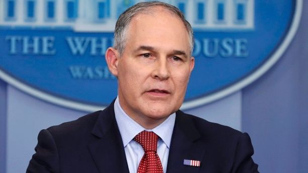 FILE - In this June 2, 2017 file photo, Environmental Protection Agency administrator Scott Pruitt speaks in the Brady Press Briefing Room of the White House in Washington. The head of the Environmental Protection Agency used public money to have his office swept for hidden listening devices and bought sophisticated biometric locks for additional security. (AP Photo/Pablo Martinez Monsivais, File)