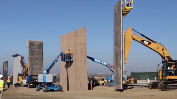 Construction crews continue building prototype models of the proposed wall along the Southwest border between the United States and Mexico. The construction site is located near the Otay Mesa Port of Entry in San Diego, CA. Date taken: October 8, 2017