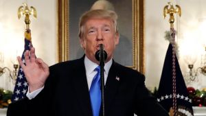 Raw video: Media and internet critics pounce after President Trump garbled part of his Jerusalem statement; the White House says the president was suffering from dry mouth.